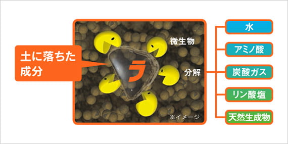 土に落ちても！ 自然物に分解
